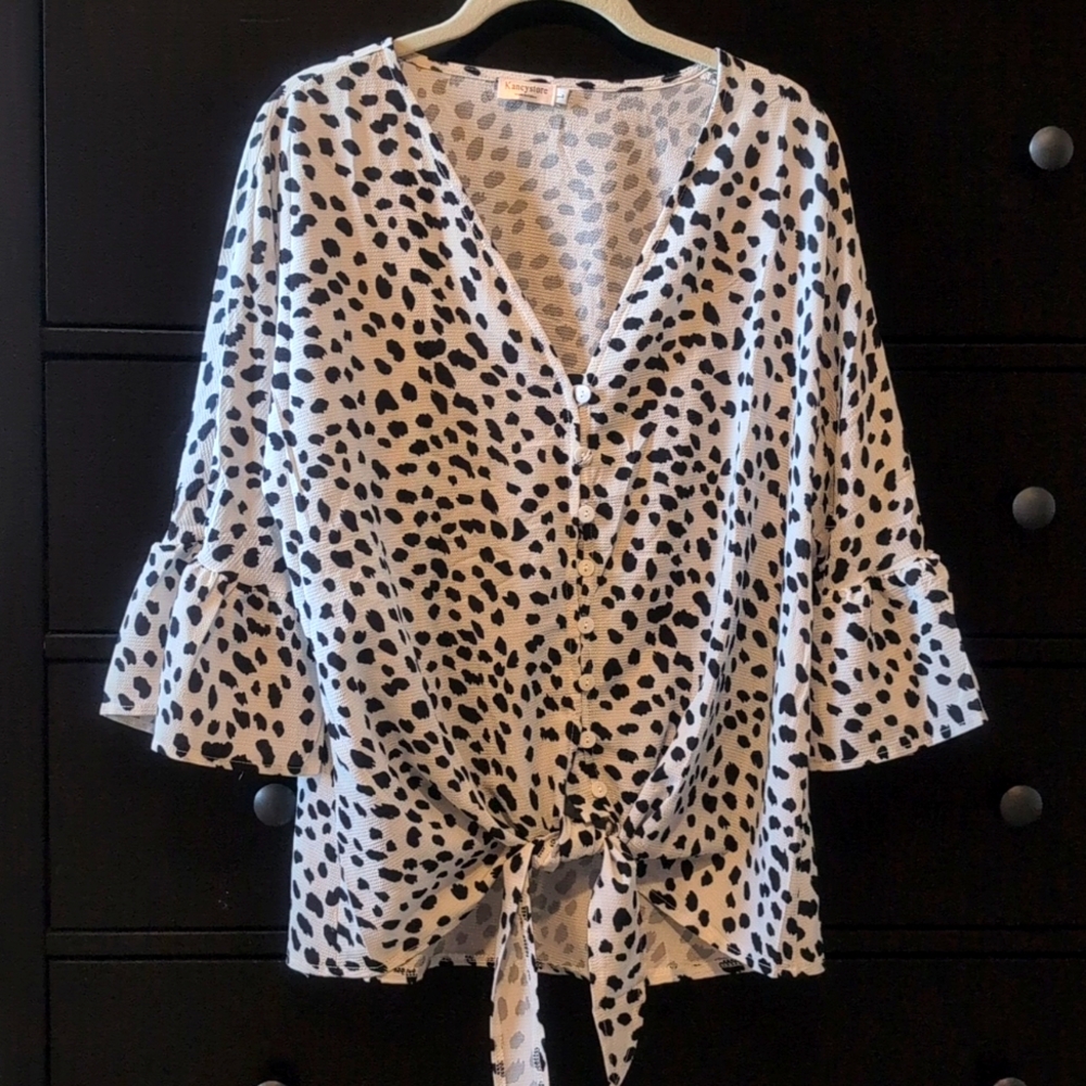 Black and white animal print blouse NWOT
